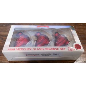Mr. Christmas Mini Mercury Glass 4.5" Figurine Set Cardinal Red Bird NIB  HTF